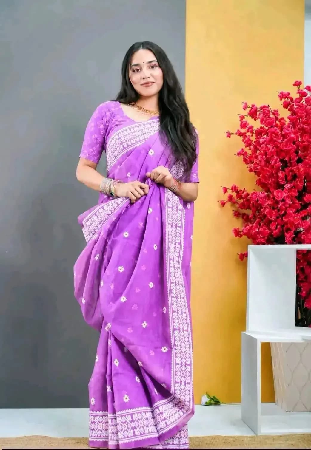 Half Silk Screen Print Saree | Premium & Comfortable ( only saree)