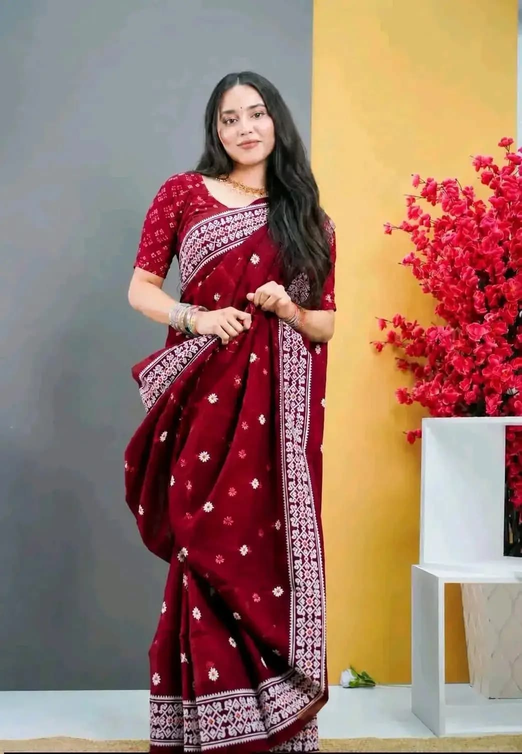 Half Silk Screen Print Saree | Premium & Comfortable ( only saree)