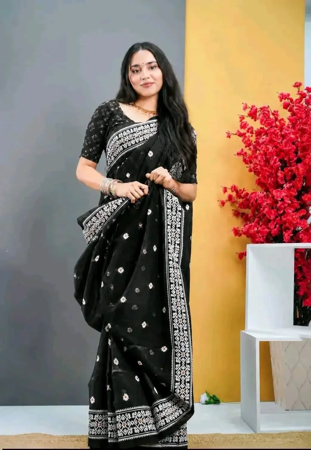 Half Silk Screen Print Saree | Premium & Comfortable ( only saree)