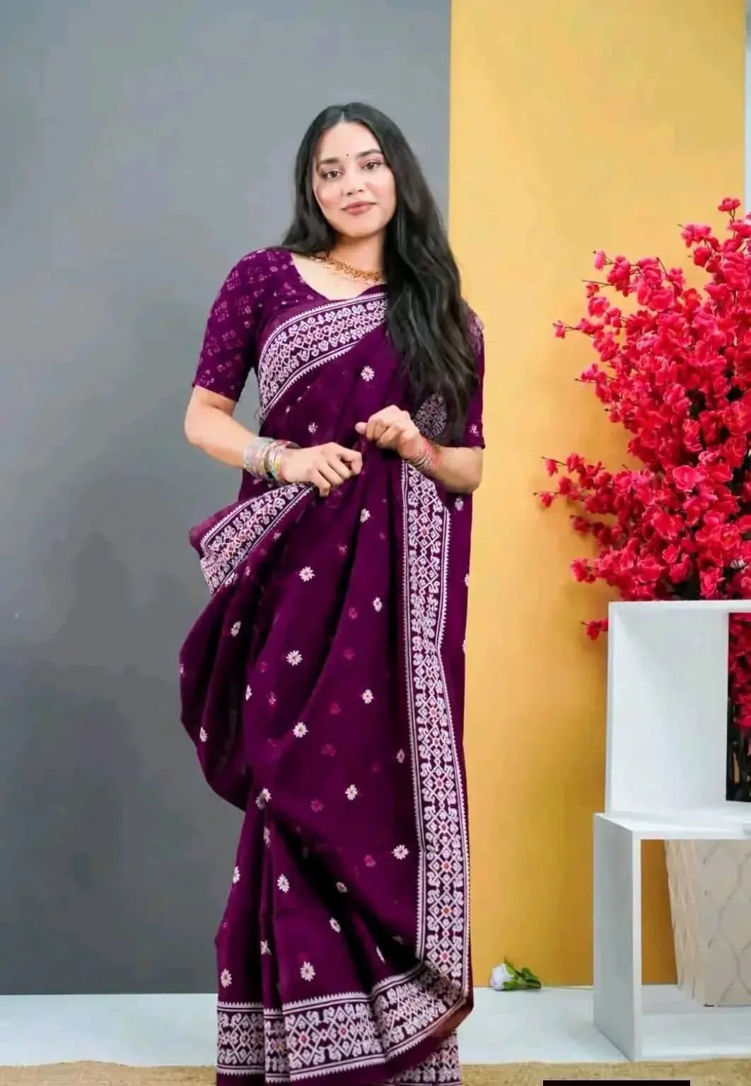 Half Silk Screen Print Saree | Premium & Comfortable ( only saree)
